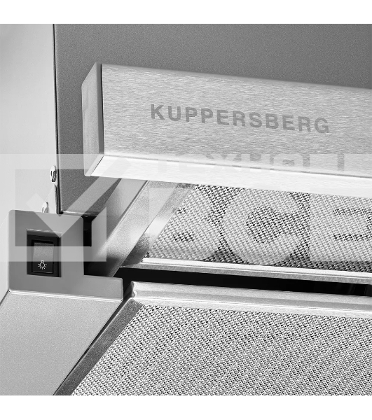 Вытяжка встраиваемая Kuppersberg Slimlux IV 60 X ширина 55,2 см, отвод/рециркуляция, 550 м3/час, механическое кнопочное управление, 3 скорости, светодиодное освещение 2х2 Вт, металлические жироулавливающие фильтры, угольный фильтр KF-Y (опция), цвет нержавеющая сталь, корпус серый