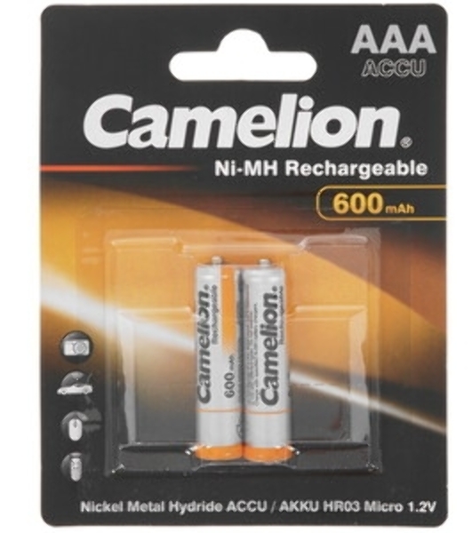 Аккумулятор Camelion AA- 600 mAh Ni-Cd BL-2 (NC-AA600BP2, аккумулятор,1.2В)