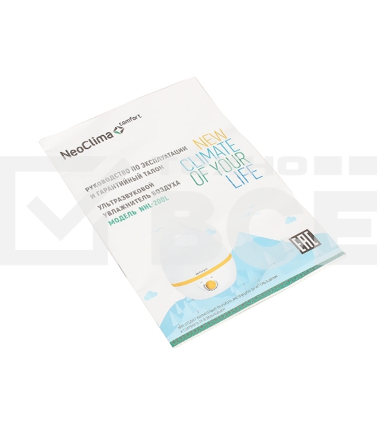 Увлажнитель воздуха Neoclima NHL-200L белый Обсл.площадь 20кв.м. Антибактериальное покрытие, Расход воды 250 гр/час, Объем 2л