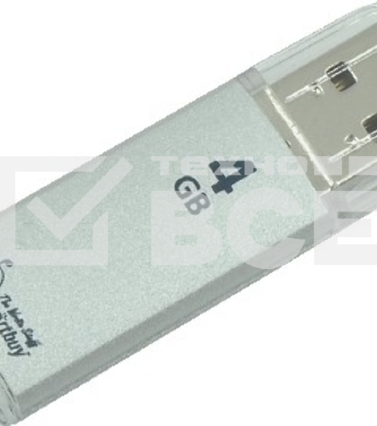 Флеш диск Smartbuy USB Drive 4Gb V-Cut series Silver SB4GBVC-S