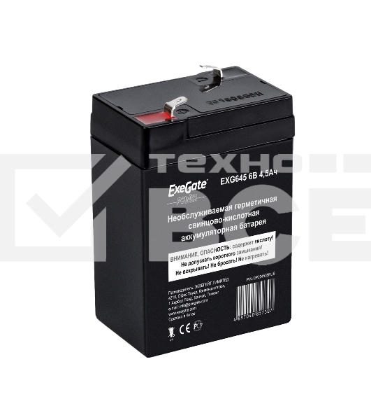 Батарея ExeGate EP234535RUS DT 6045/EXG645 (6V 4.5Ah) клеммы F1