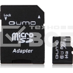 Флэш карта QUMO QM64GMICSDXC10U1 64Gb MicroSDXC Class 10 UHS-I, SD adapter, фото 1