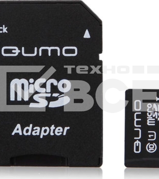 Флэш карта QUMO QM64GMICSDXC10U1 64Gb MicroSDXC Class 10 UHS-I, SD adapter