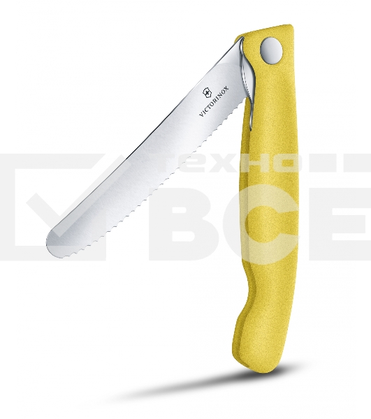 Нож кухонный Victorinox Swiss Classic (6.7836.F8B) стальной для овощей лезв.110мм серрейт. заточка желтый блистер