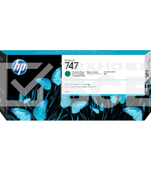 Картридж струйный HP 747 хроматический зеленый, для HP DesignJet Z9+ 300-ml