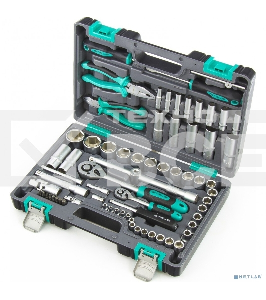 Набор инструментов STELS 141081/2'' 1/4'' CrV пластиковый кейс  69 предм.