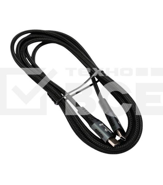 Кабель USB2.0 Cablexpert ССP-USB2.0-240W-2M Type-C/Type-C, 5А, 240Вт, PD3.1/QC4.0, медь, алюминиевые коннекторы, оплетка, 2м, черный, пакет