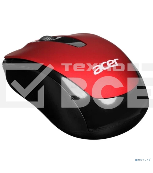Мышь беспроводная Acer OMR136 красный, 1000 dpi, радиоканал, USB, кнопки - 3