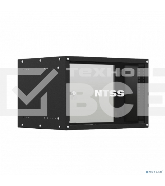 Шкаф коммутационный NTSS Lime (NTSS-WL6U5535GS-BL) настенный 6U 550x350 мм пер. дв. стекл несъемн. бок. пан. 30 кг черный 270 мм 8.4 кг 110 град. 370 мм IP20 сталь