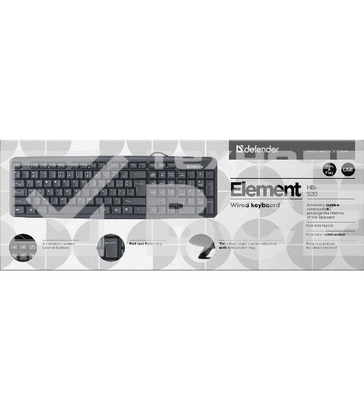 Клавиатура Defender Element HB-520 проводная, USB, черный