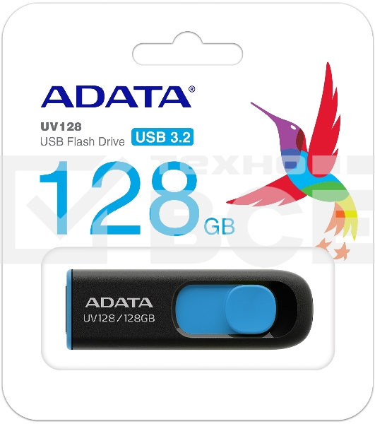 Флеш диск 128GB ADATA UV128, USB 3.0, черный/синий