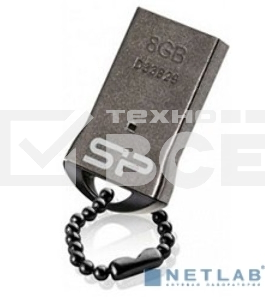 Флешка USB R/W Silicon Power 8Gb Touch T01 SP008Gb,UF2T01V1K USB 2.0 черный/серебристый