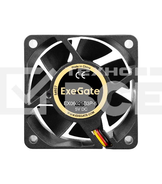 Вентилятор для корпуса ExeGate EX06025B3P-5 черный, 60 мм, 4000 об/мин, 28.9 дБ, 3 pin
