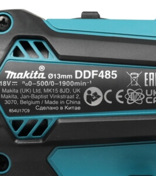 Дрель-шуруповерт Makita DDF485Z, 18 В, 0 Ач, 50 Нм, бесщеточный
