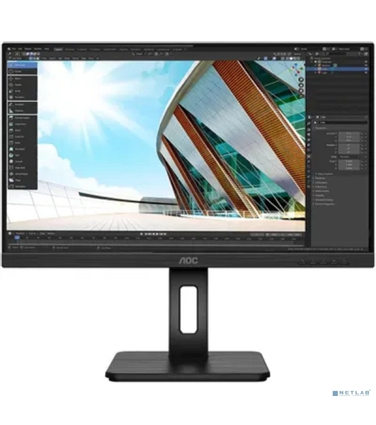 Монитор 23.8' AOC Q24P2Q IPS 2560x1440, 75 Гц, 4 мс, 16:9, 250 кд/м², HDMI, DisplayPort, VGA, встроенные динамики, черный