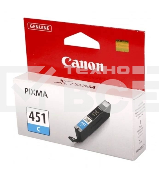 Картридж струйный CLI-451C (6524B001) для Canon PIXMA iP7240/MG6340/MG5440, Голубой, 332стр.