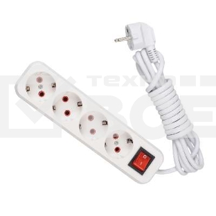 Удлинитель 4х2м с заземл. 16А IP20 с выкл. Lezard 720-0402-402