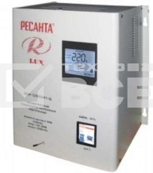 Стабилизаторы напряжения Ресанта АСН-12 000/Н1-Ц 63/6/22 Стабилизатор Lux {220В±8%, Габ. 305х190х360, Вес 19,5кг}