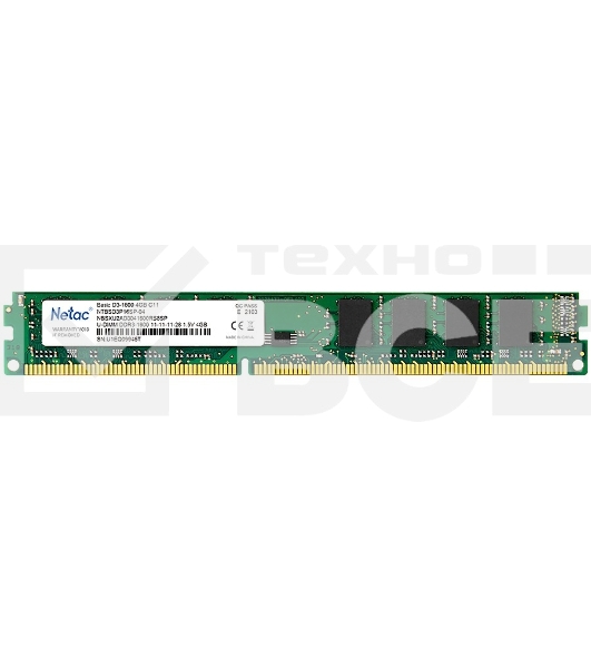Оперативная память NETAC Basic, DDR3, 4GB (1x4GB), 1600MHz, CL11