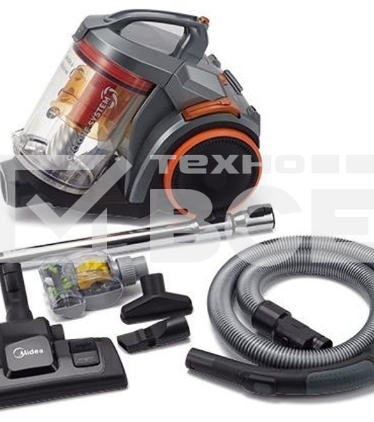 Пылесос Midea VCS43A15 сухая уборка турбощетка в комплекте, фильтр тонкой очистки регулятор мощности на корпусе, индикатор заполнения пылесборника потребляемая мощность 2200 Вт