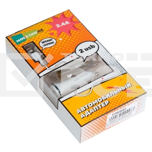 Автомобильная зарядка (от прикуривателя) 2USB 2.4A для Apple 8-pin More choice AC22i, белый