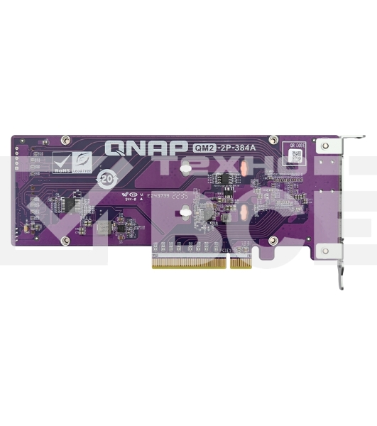 Плата расширения QNAP QM2-2P-384A 2 x M.2 22110 or 2280 PCIe (Gen3 x 4) NVMe SSD slots. Low-profile flat and Full-height brackets included.