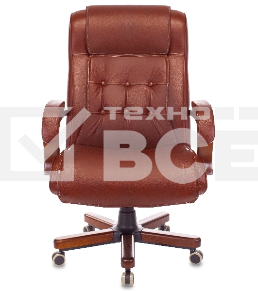 Кресло руководителя Бюрократ T-9926WALNUT светло-коричневый Leather Eichel, кожа, крестовина металл/дерево