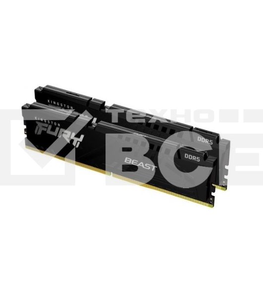 Оперативная память Kingston Fury Beast, DDR5, 32GB (2x16GB), 5600MHz, CL36, с радиаторами, черный