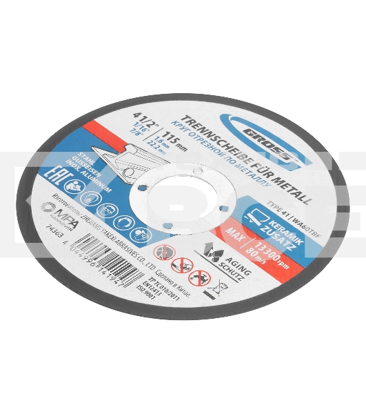Круг отрезной по металлу Gross 115 х 1,6 х 22,2 мм, WA60TBF
