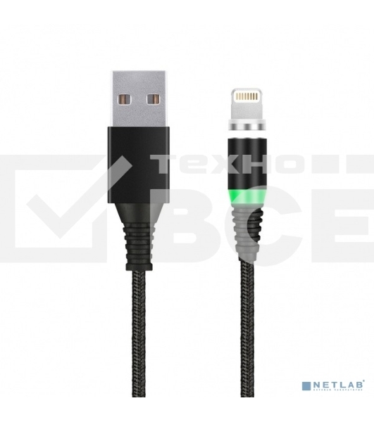 Кабель зарядки с магнитным отсоед. наконечн. 8-pin для Apple, длина 1м, до 2 А, черный (iK-510mt-2)