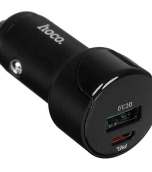 Автомобильная зарядка (от прикуривателя) HOCO Z42, PD20, QC3.0, один порт USB, один порт Type-C, черный
