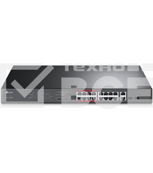 Коммутатор TP-LINK TL-SL1218MP Неуправляемый коммутатор PoE на 16 портов 10/100 Мбит/с и 2 гигабитных порта