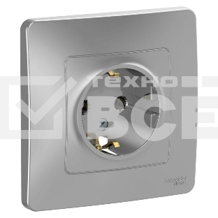 Розетка СП BLANCA 16А 250В без шторок с заземл. алюм. SchE BLNRS001013