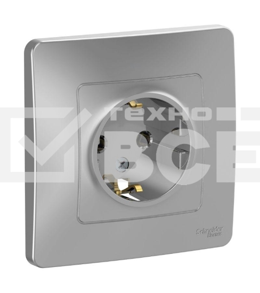 Розетка СП BLANCA 16А 250В без шторок с заземл. алюм. SchE BLNRS001013