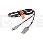 Кабель Rexant (18-4248) USB кабель для iPhone 5/6/7 моделей, шнур в джинсовой оплетке , фото 1