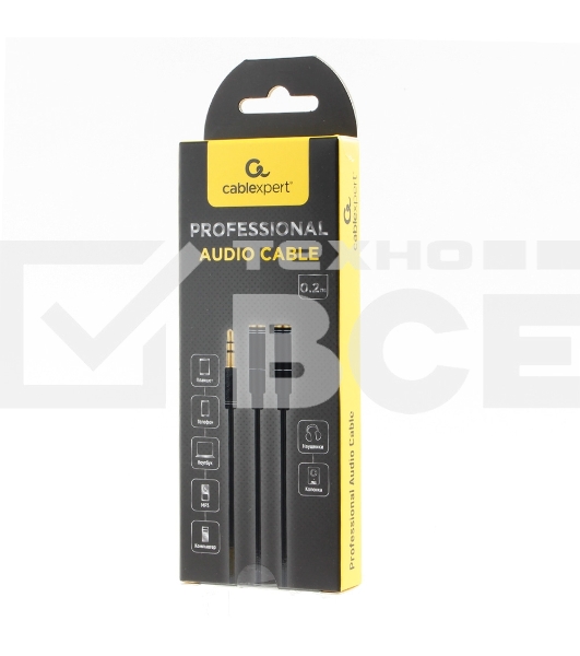 Кабель аудио разветвитель Cablexpert CCAB-02-35MY-0.2MB. 3.5 джек (M)/2х 3.5 джек (F), черный, 0.2м, блистер