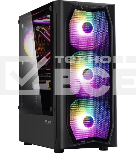 Компьютерный корпус MidiTower Zalman N4 black (ATX,Window, 6xRGB fan, USB2.0 x2, USB3.0x1, без БП) (N4 rev.1)