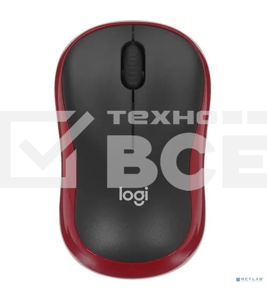 Мышь беспроводная Logitech M185, красный, 1000 dpi, радиоканал, USB, кнопки - 3