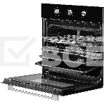Духовой шкаф MONSHER MOE 6062 Noir, 5 режимов работы, объем духовки 58 л., утапливаемые переключатели, механический таймер, 2 стекла в дверце, энергоэффективность А, цвет: черный,фурнитура серебряная, фото4