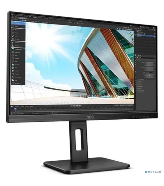 Монитор 23.8' AOC Q24P2Q IPS 2560x1440, 75 Гц, 4 мс, 16:9, 250 кд/м², HDMI, DisplayPort, VGA, встроенные динамики, черный
