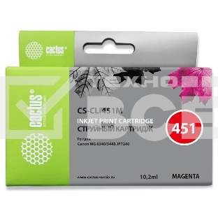 Картридж струйный Cactus CS-CLI451M пурпурный (10.2 мл) для Canon MG 6340/5440/IP7240