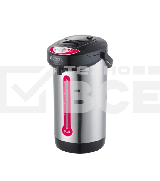 Термопот Centek CT-0080 черный, 3л, 600Вт, 3 способа подачи воды, корпус из нержавеющей стали