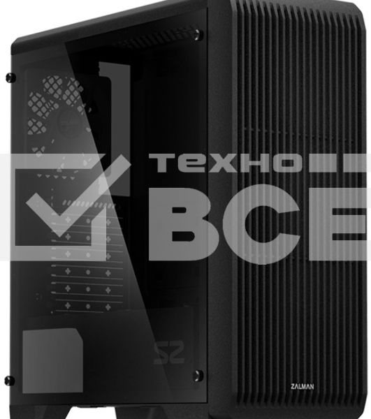 Компьютерный корпус MidiTower Zalman S2 TG TEMPERED GLASS WINDOW black (ATX, mATX, Mini-ITX, USB2.0 x2, USB3.0x1, без БП) (S2 TG)