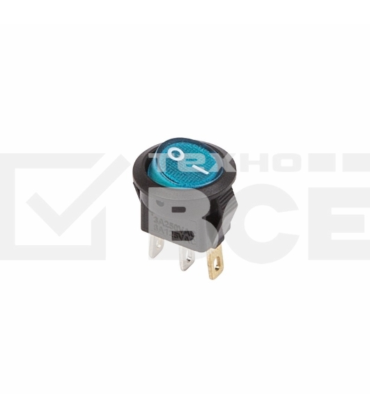 Выключатель клавишный круглый 250V 3А (3с) ON-OFF синий с подсветкой Micro Rexant