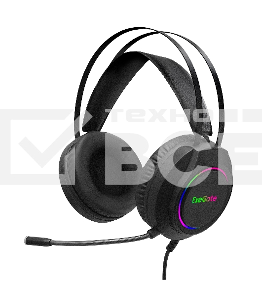 Игровая гарнитура ExeGate EX289746RUS Cosmos HS-702GL (объемный звук 7.1, длина кабеля 2.5м, RGB подсветка, USB интерфейс)