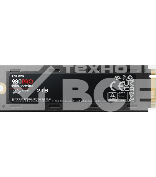 Накопитель SSD Samsung 980 PRO MZ-V8P2T0CW, 2Tb, PCIe 4.0 x4, M.2 2280, NVMe, R/W 7000/5100, с радиатором