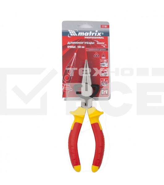 Длинногубцы Matrix прямые Insulated, 160мм, двухкомпонентные рукоятки PROFESSIONAL