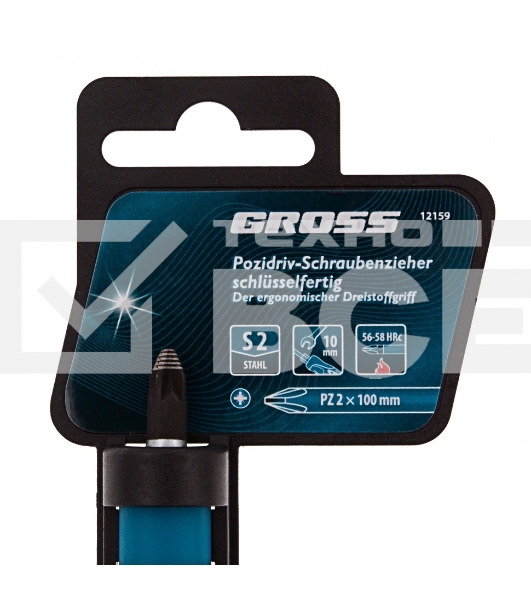 Отвертка Gross PZ2x100 мм, S2, 3к ручка