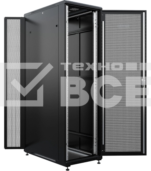 Шкаф серверный NTSS Премиум (NTSS-R42U60100PD/PDD-BL) напольный 42U 600x1000мм пер.дв.перфор. задн.дв.перфор.2-хст. 900кг черный 510мм 111кг 2210мм IP20