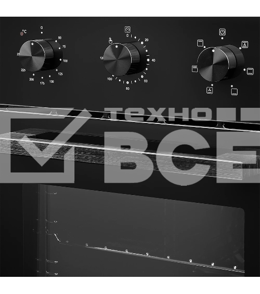 Встраиваемый духовой шкаф Monsher MOE 4563 Noir, электрический, High-Tech, объем 50 л, конвекция, гриль, 3 стекла в дверце, съемные стекла, съемная дверца, телескопические направляющие, черный